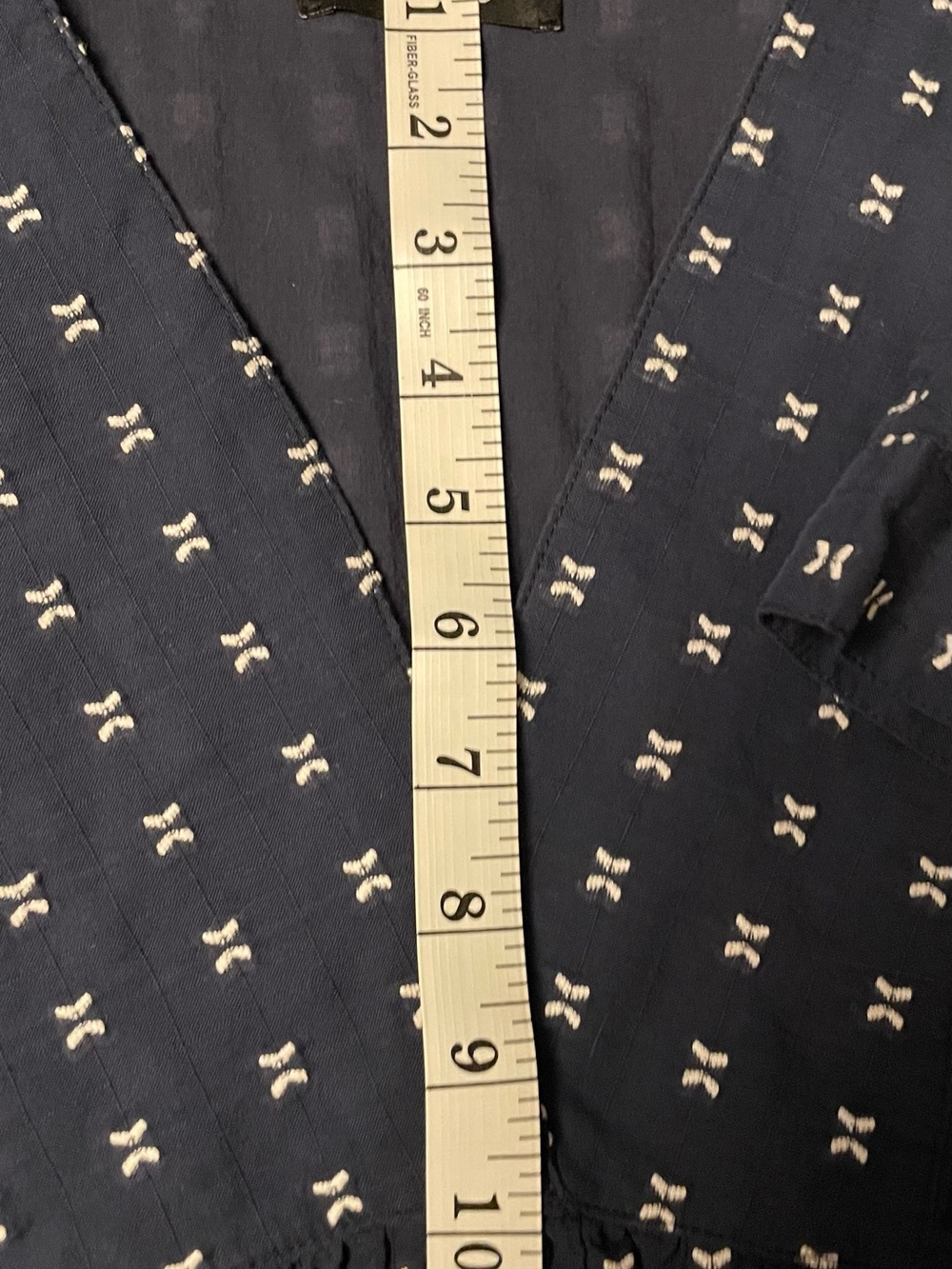 Madewell Navy Blue V-Neck Babydoll Dress w Mini White Pattern - Picture 5 of 8